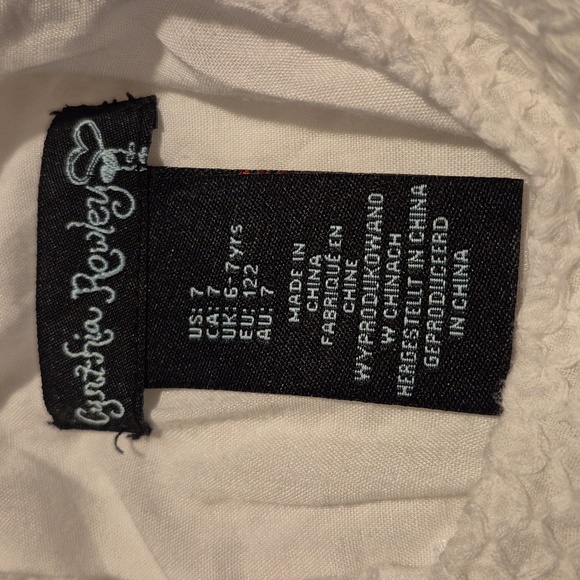 Cynthia Rowley girls size 7 white dress with blue embroidery & lace trim VGUC - Picture 7 of 8